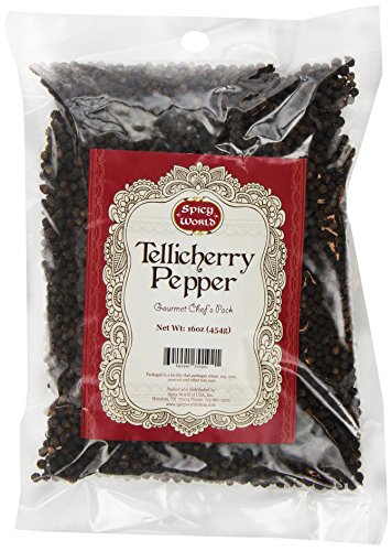 Spicy World Peppercorn (Whole)-Black Tellicherry, 16 Oz. bag
