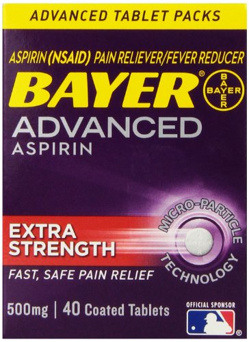 Bayer Advanced Extra Strength Aspirin, 500 mg, 40 Count