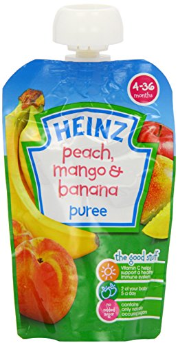 Heinz Peach/ Mango and Banana Fruit Pouch 4-36 Months 100 g (Pack of 6)