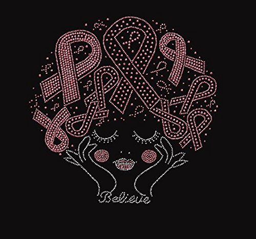 Breast Cancer Face Pink Rhinestone Iron on Transfer