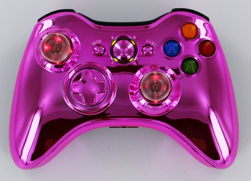 Xbox 360 Wireless Lighted Thumbstick Chrome Pink Controller