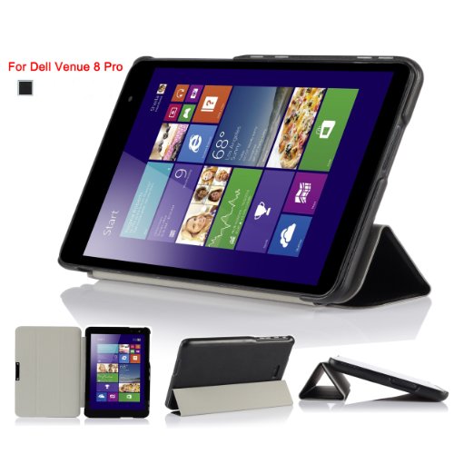 Asuxtek® Dell Venue 8 Pro (Windows 8.1) ultra-thin Smart Cover Case, Only fit DELL Venue 8 Pro windows 8.1 tablet (For Dell Venue 8 Pro (Windows 8.1), Black)