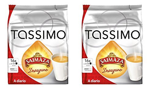 Tassimo Saimaza Desayuno, Breakfast Coffee, Caffe Crema - Pack of 2 (32 Discs Total)