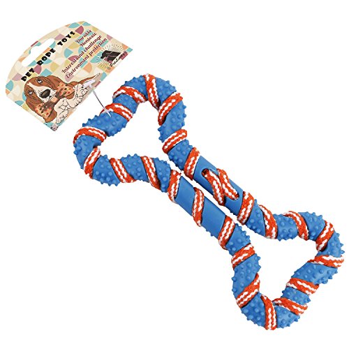 Petlucky Rope Rubber Roll Tug Dog Toys for chewing, training, tugging and fetching
