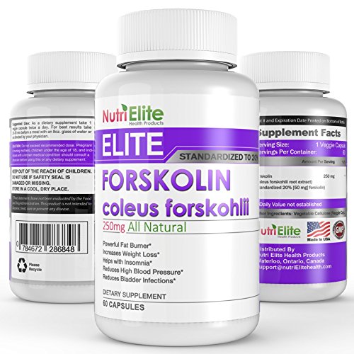 NutriElite Pure Forskolin Extract For Weight Loss - 500 mg Of Coleus Forskholii Daily - Ultra Fat Burner And Belly Buster Supplement - Each Pill Has 250 mg - Pills Work For Men & Women