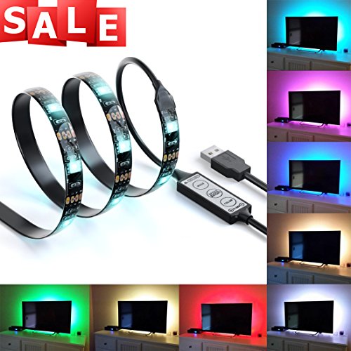 Bias Lighting for HDTV USB Powered TV Backlighting Home Theater Accent Lighting, 35.4 Led Strip Light Multi Color RGB (Reduce eye fatigue and increase image clarity)