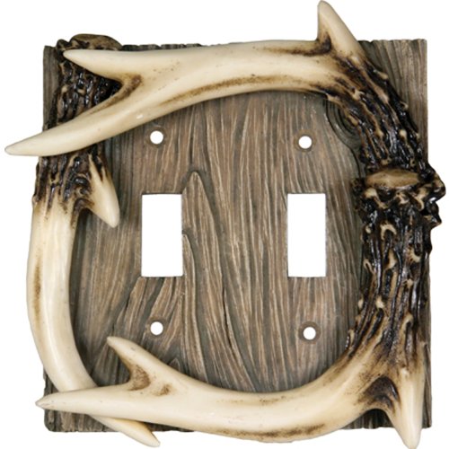 Rivers Edge Products Deer Antler Double Switch Electrical Plate CVR