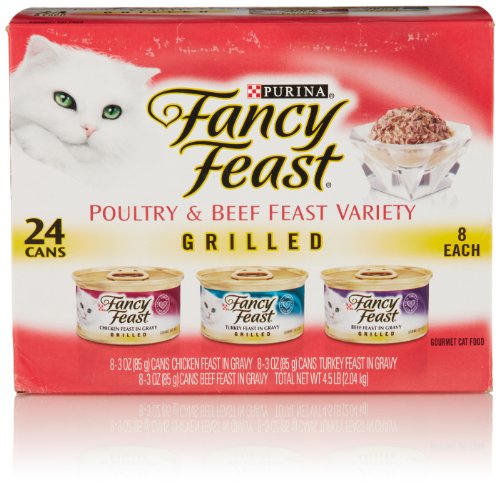 Fancy Feast Wet Cat Food, Grilled, Poultry & Beef Variety Pack, 3-Ounce Can, Pack of 24