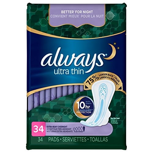 Always Extra Heavy Overnight Pads With Flexi-Wings - 34 Ct