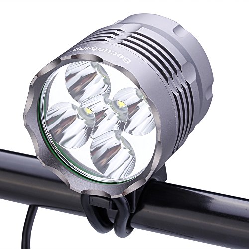 SecurityIng Waterproof 2500 Lumens 5X T6 LED Bicycle Light 3 Modes Headlamp Bright LED Bike Lamp Headlight with 8.4V Rechargeable Battery Pack and Charger for Outdoor Riding, Camping and Other Activites