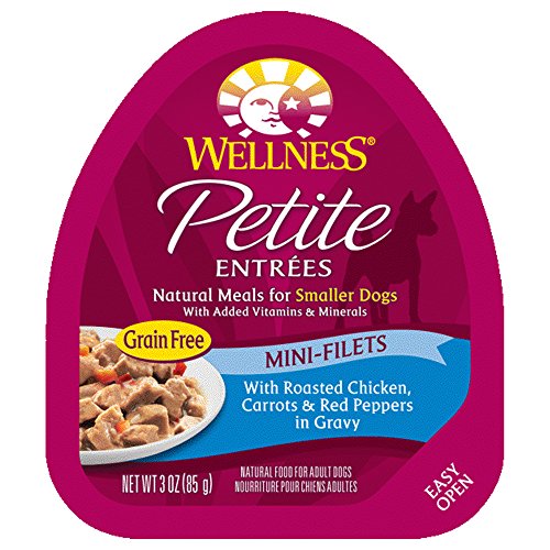 Wellness Petite Entrees Mini Fillets Grain Free Roasted Chicken Natural Wet Dog Food, 3-Ounce Cup