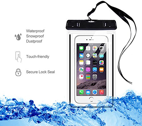 Universal Luminous Waterproof iPhone case,Phone Dry Bag for All Cell Phones up to 6.0 diagonal (Includes FREE Lanyard + Stylus Pen)(Black)