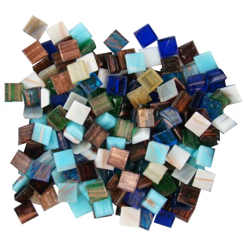 Jennifer's Mosaics Variety Mix 3/8-Inch Gold Veined Venetian Style Glass Mosaic Tile, Assorted Colors, 1-Pound