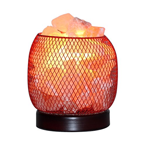 YYout Natural Crystal Himalayan Salt Lamp Metal Basket Hand Carved Salt Chunks With Electric Wire & Three Bulb.(Bulb-15W)