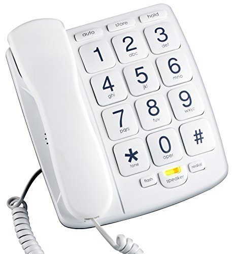 EMERSON EM300WH Big Button Corded Phone Designed For Elderly People - Works in Power Outage For Emergencies