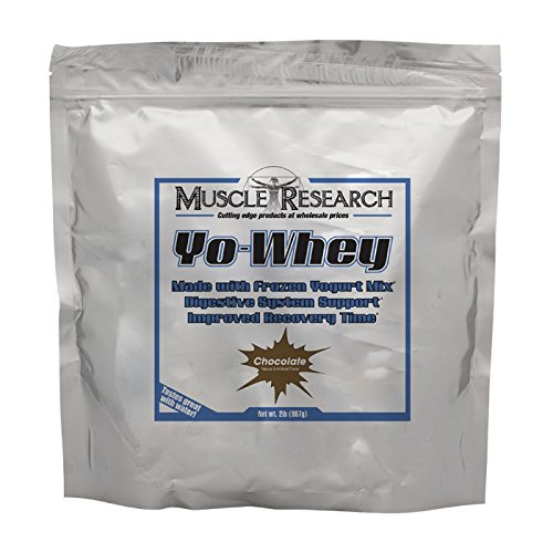 Yo-Whey Chocolate 2lb. - Delicious Whey Protein made with Frozen Yogurt Mix for Digestive Support by Muscle Research