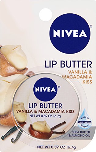 Nivea Lip Butter Carded Tin, Vanilla and Macadamia Kiss, 0.59 Ounce