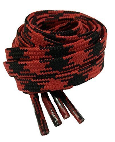 Flat Strong Hiking/Walking Boot Laces Black and Red 180cm