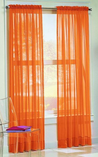 Dreamkingdom - Solid Orange Sheer Curtains/Drape/Panels/Treatment 58x84 (Pack of 2)