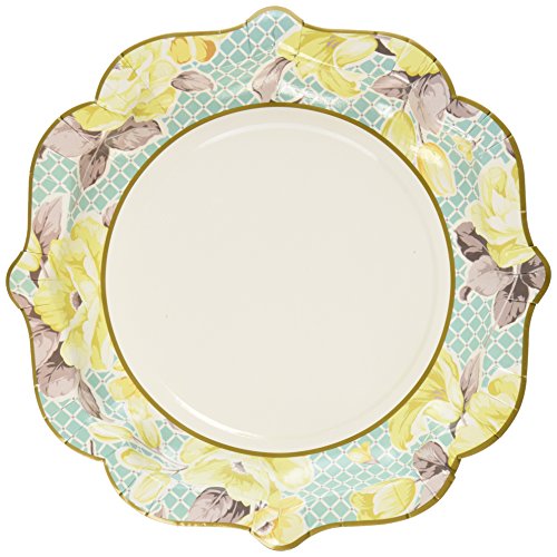 Talking Tables Truly Scrumptious Pretty  Tea Party Paper Plates (12 Pack), Multicolored