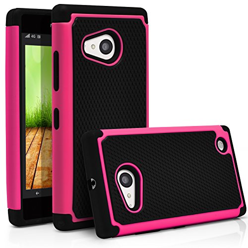 Nokia Lumia 730 Case, Nokia Lumia 735 Case, MagicMobile [Dual Armor Series] Durable [Impact Shockproof Resistant] Double Cover [Hard Shell] + [Flexible Silicone] Case for Nokia Lumia 730/635- Hot Pink