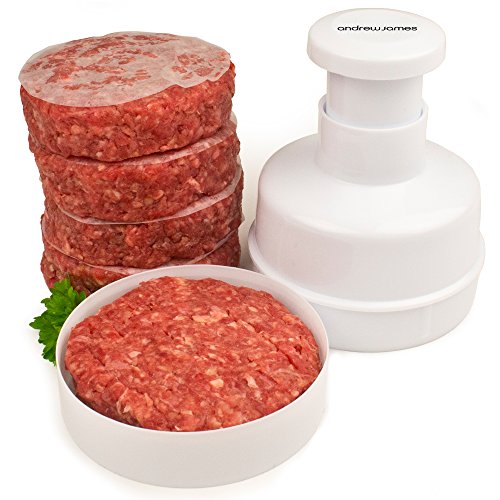 Andrew James Hamburger Maker / Beefburger Press + 100 Wax Discs - Includes 2 Year Warranty - Ideal For Summer BBQ's - Comes Apart For Easy Cleaning
