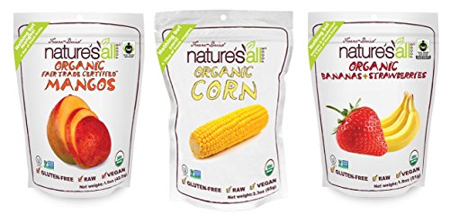 Nature's All Foods Organic Freeze Dried Fruits, Variety Pack of 3