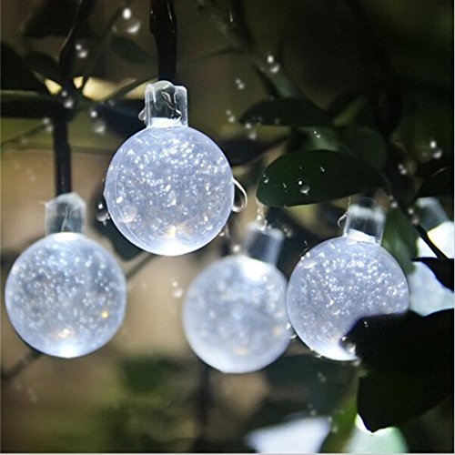 Esky 20Ft 30 LEDs Solar String Lights, 2 Modes Crystal Ball Fairy Lights for Christmas , Patio, Garden, Wedding, Bedroom