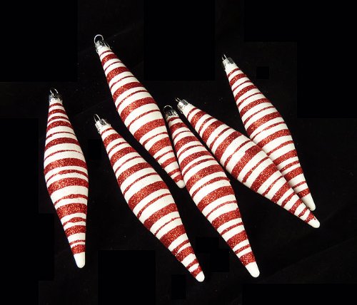 6ct Peppermint Twist Candy Cane Shatterproof Icicle Christmas Ornaments 6