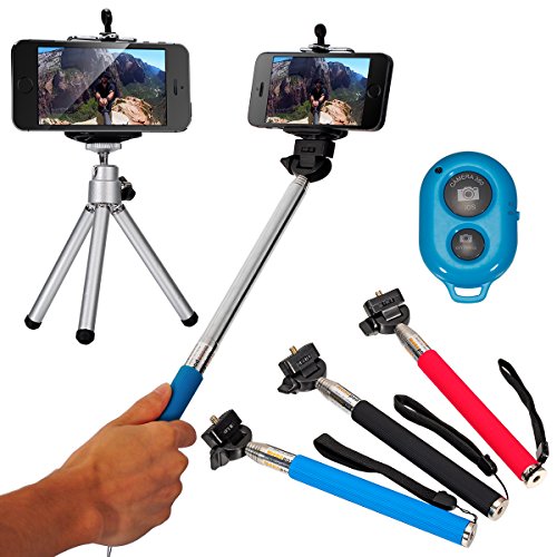 XCSOURCE® 4in1 Extendable Camera Selfie Self Portrait Set Portable Monopod + Phone Mount Holder + Tripod + Bluetooth Wireless Shutter Remote Control for iPhone 5s/ 5c /5/ 4s/ 4 ,Samsung Galaxy S5/S4/S3, Note 2 ,Note 3, HTC One M8/M7, Google Nexus 5/4 And More Smartphones DC496