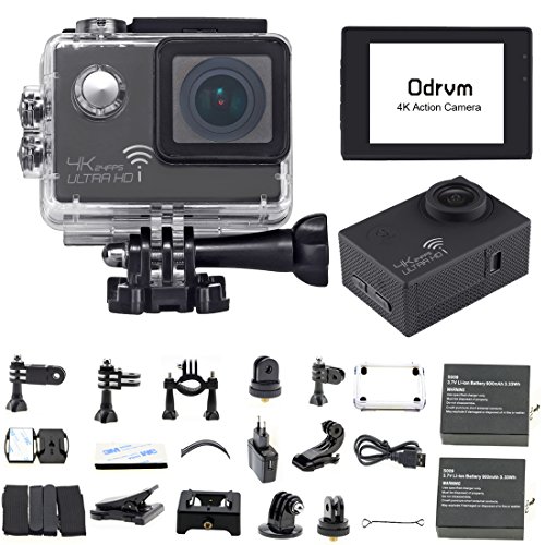 WIFI Action Camera 4K 2.0-Inch Waterproof Sports Camera Black Diving 30M 170 Degree Wide Angle Under Water Camera With 2PCS Battery for Biking, Racing, Skiing, Motocross And Water Sports