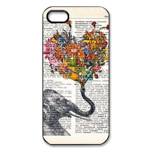 niceeshop(TM) Colorful Heart Elephant On Retro Newspaper Snap On Hard Case Cover for iPhone5 5G +Screen Protector