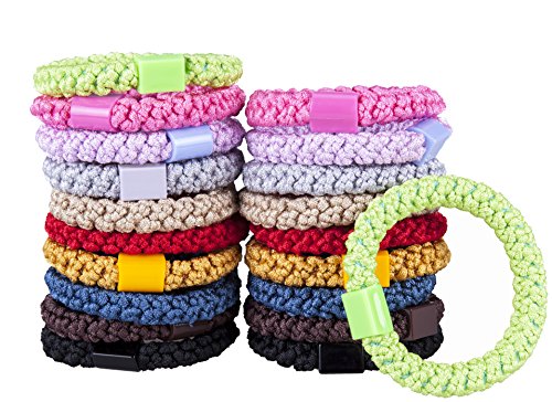 Best Ponytail Holders By HBY-Stylish & Durable Elastics, Perfect For All Hair Types & Styles-Value Pack Of 20 in Vibrant Colors-Great For Thick Hair-Extra Stretchy 2 Diameter-Strong & Comfy