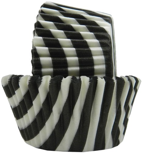 Regency Wraps Greaseproof Baking Cups, Black and White Stripes, 40 Count, Standard.