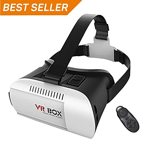 VR 3D Headset, VinMas Virtual Reality Headset Google Cardboard 3D Glasses for iPhone 6Plus 6 Samsung S7 Edge / Note 5 / All 4.7 ~ 6.0 Smart Phones, Come with Bluetooth Controller