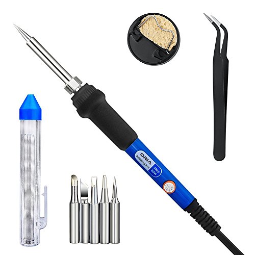 Soldering Iron Sets Oria® 60W With 5 Different Tips additional Anti-Static Tweezers + Solder Tube + Stand for Variously Repaired Usage