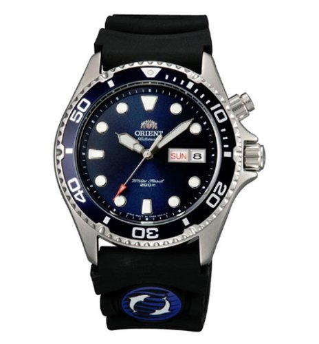 Orient Ray Blue Dial 21-Jewel Automatic Dive Watch on Rubber Strap EM6500CD