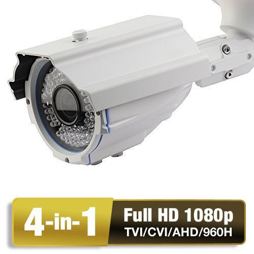 2.1MP 1080P CCTV Security HD-TVI Camera 2.8-12mm Lens IR-CUT 72 IR Leds Night Vision Outdoor Indoor Bullet 4-in-1 Camera TVI/CVI/AHD/960H, White