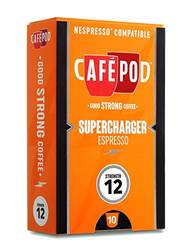 CaféPod 10 Supercharger Espresso  Nespresso Compatible Capsules (Pack of 10 total of 100 Capsules)