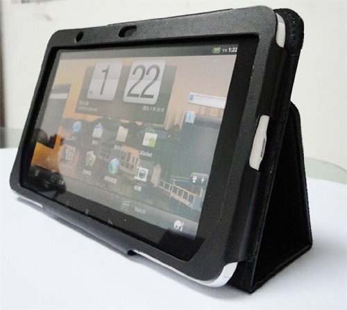 iShoppingdeals - Black Leather Case Cover w/ Stand for for HTC Flyer 7 Tablet Wi-Fi