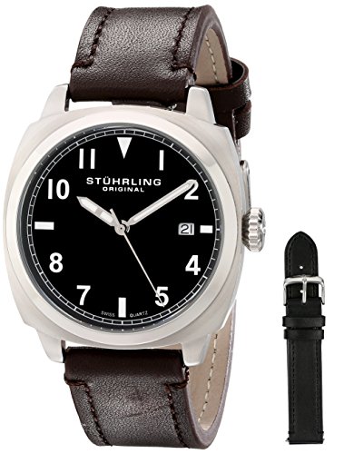 Stuhrling Original Men's 770.SET.02 Tuskegee Spitfire Watch Set with Black And Brown Interchangeable Straps