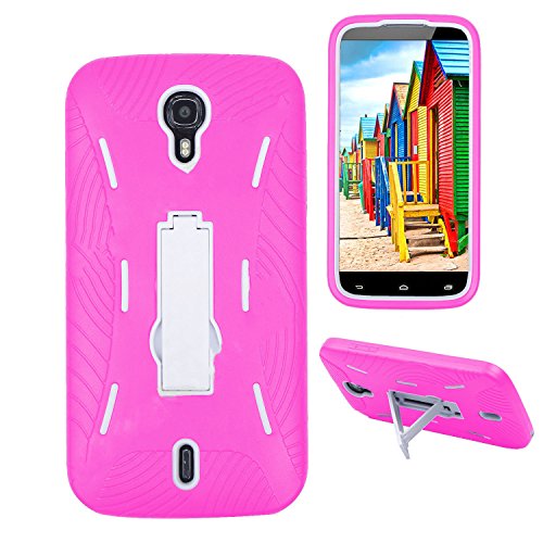 Premium Rugged Heavy Duty Drop Proof Case With Kickstand For BLU Studio 6.0 HD D650a (it doesn't fit BLU Studio 6.0 LTE Y650Q)-Pink White