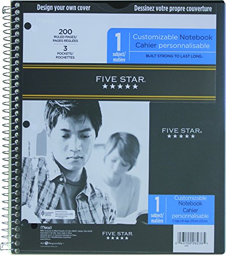 Five Star 08238 Clear View Notebook 1-Subject, 11x8-1/2-Inch, 100-Sheet, Assorted Colors