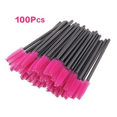 KINGLAKE® Disposable Eyelash Brushes Mascara Wands Applicator Makeup Kits 100 Pcs Pink