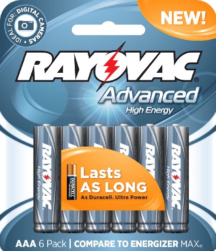 Rayovac 6 Pack High Energy AAA Batteries, 824-6HEF