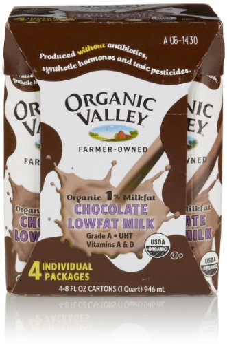 Organic Valley Organic 1% Lowfat Chocolate Milk (4 Count, 8 Fl Oz Each)
