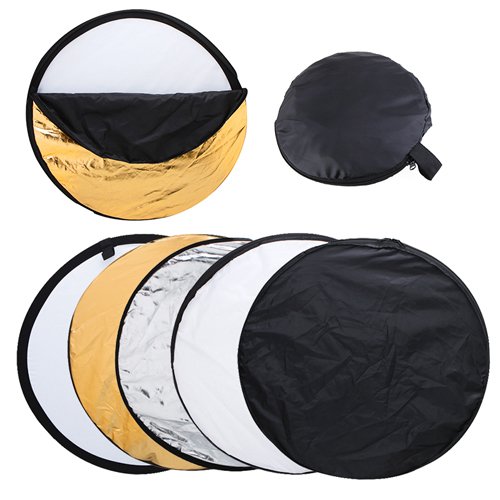 Amzdeal® 5 in 1 32 80cm Portable Collapsible Round Multi Disc Light Reflector, 5 Colors-Translucent, Silver, Gold, White, and Black Perfect for Studio Photo Shoots or any Photography Situation