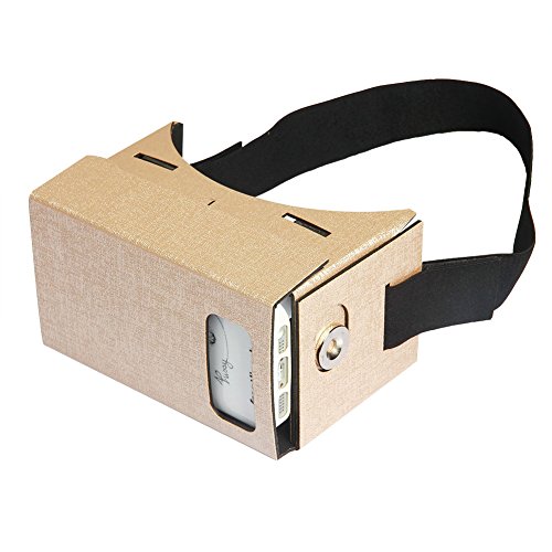 Google Cardboard Kit,Soyan Virtual Reality Glasses 45mm Focal Length Waterproof Google Cardboard,DIY 3D Glasses,Unassembled Kit with NFC Chip,Bi-convex headset Hands-Free (PU Leather, Gold))