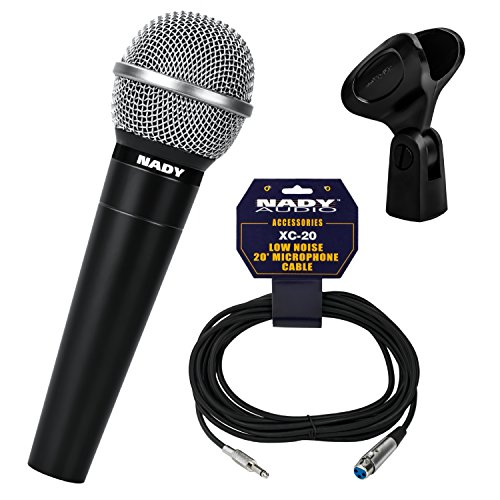Nady SP-9 Kit Dynamic Cardioid Vocal and Instrument Handheld Microphone w/ XLR 20-Foot Cable & Microphone Clip Bundle