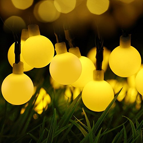 Solar Outdoor String Lights, GDEALER 31ft 50 LED Waterproof Ball Lights Christmas Lights Solar Powered Starry Fairy String lights for Garden, Patio, Yard, Home, Christmas Tree, Parties Warm White (1)